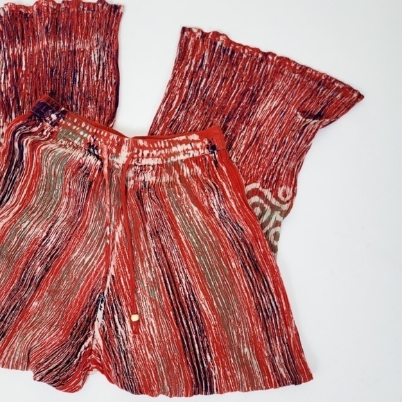 Rayon Abstract Lounge Pants High Rise Flare Bell Bottom Festival Comfy - Picture 5 of 11